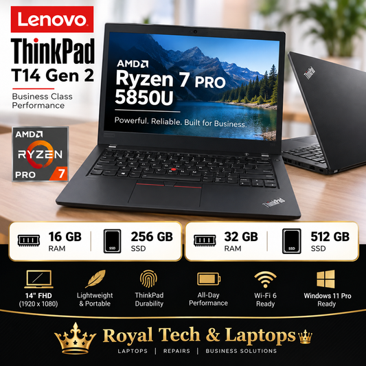 Lenovo ThinkPad T14 Gen 2 — 14" Ryzen 7 Pro 5850U – certified refurbished