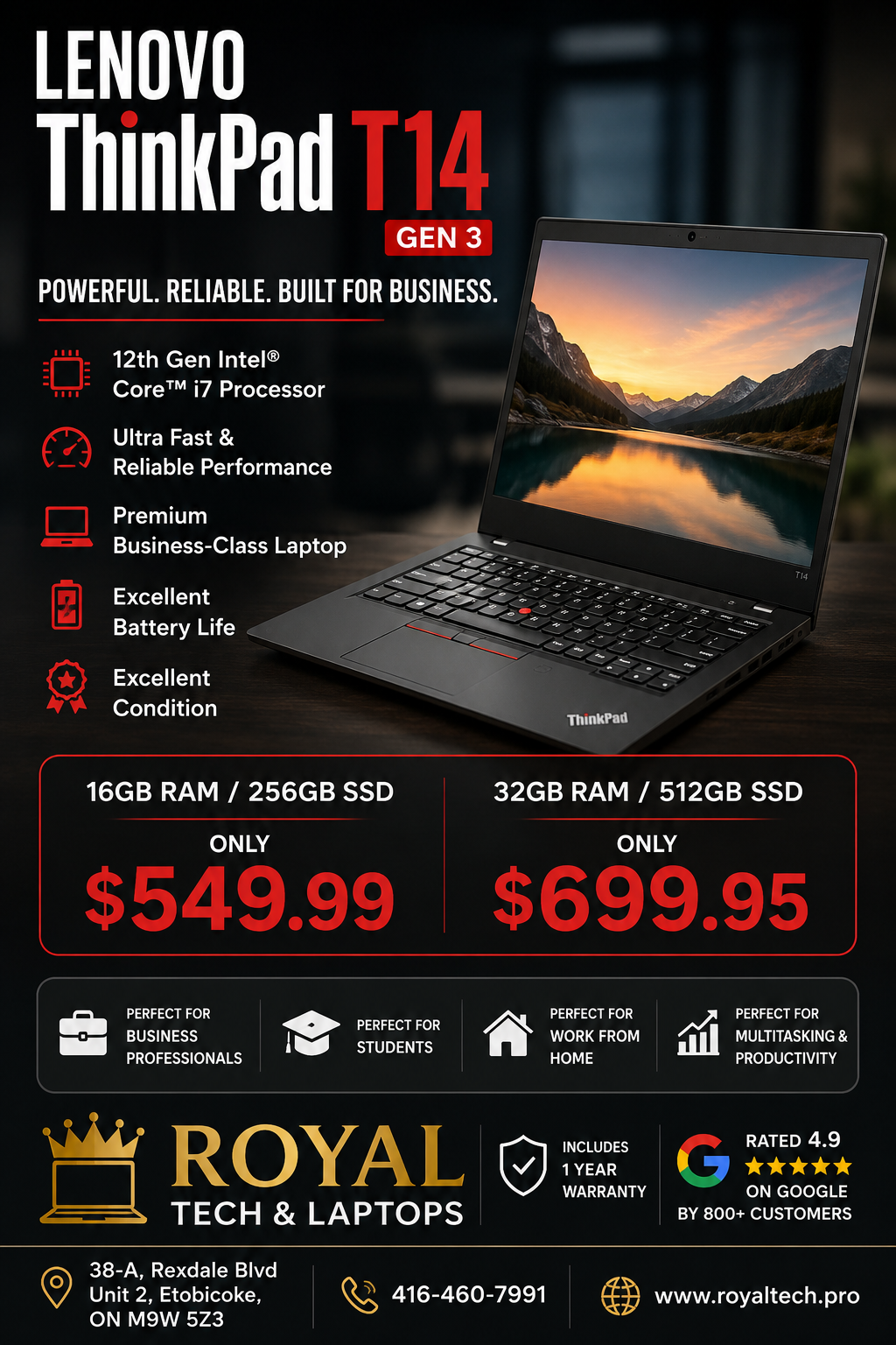 | Lenovo T14 G3- i7-12 | 16 GB RAM | 256 SSD | ⚡Lightweight Design. Heavyweight Performance.⚡ - Image 3